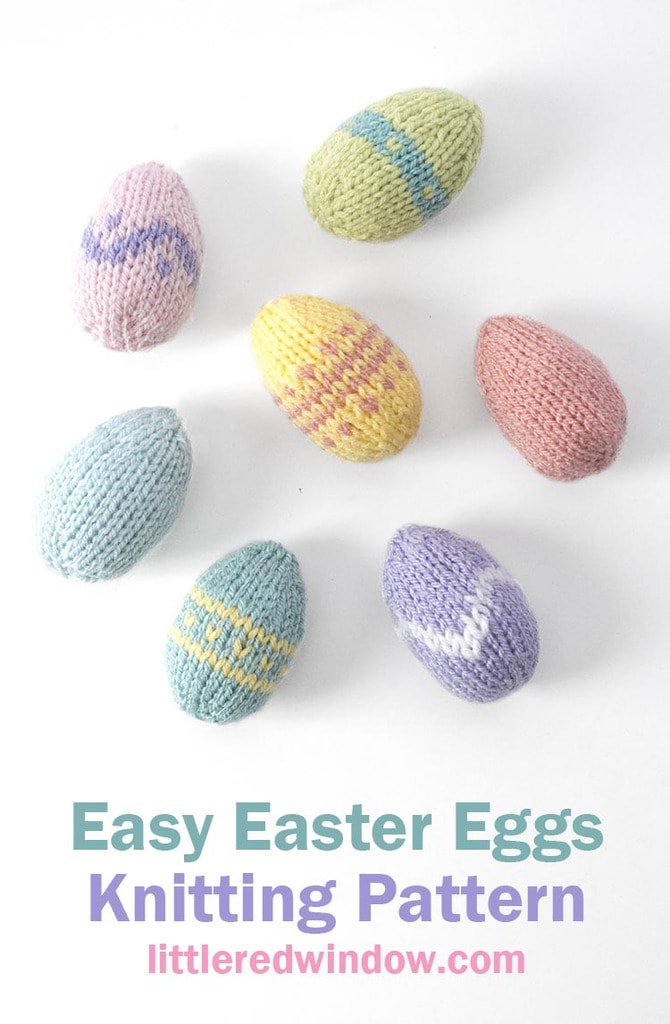 This adorable Easy Easter Eggs knitting pattern is a super quick & fun knit and the perfect Easter knitting project!