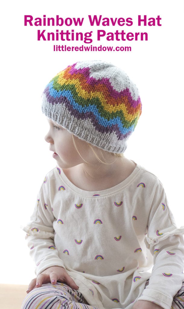 The Rainbow Waves Hat knitting pattern is a fun, bright, joyful knitting pattern for babies & toddlers perfect for spring, St. Patrick's day, Pride or anytime you need a little color in your life!