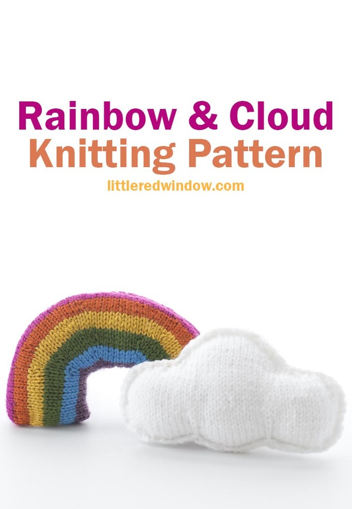 This fun, bright & cheerful Rainbow & Cloud knitting pattern is the most fun knitting project you'll work on all year!
