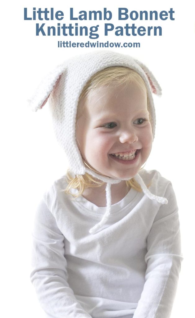Little Lamb Bonnet knitting pattern for newborns, babies and toddlers! 