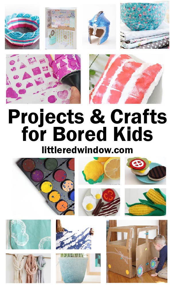 We put together a list of posts chock full of ideas for projects & crafts for bored kids!