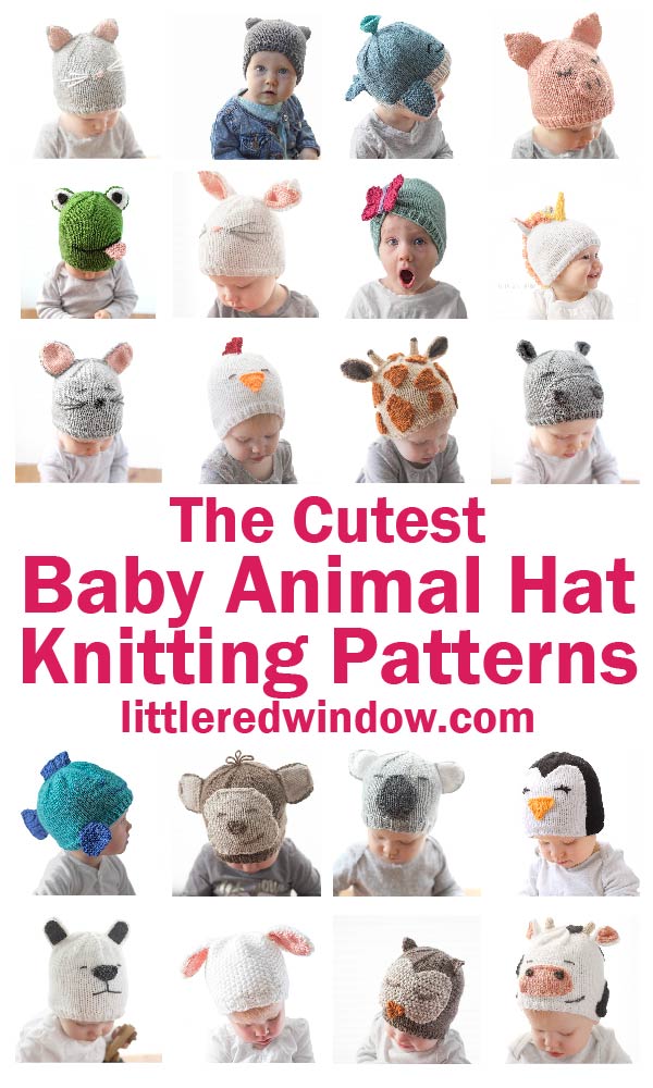You'll love this list of the world's cutest Baby Animal Hat knitting patterns, find your next fun knitting project here!
