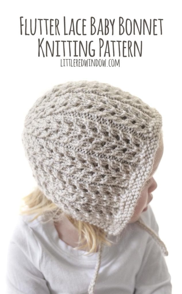 small Flutter Lace Baby Bonnet Knitting Pattern 01c littleredwindow