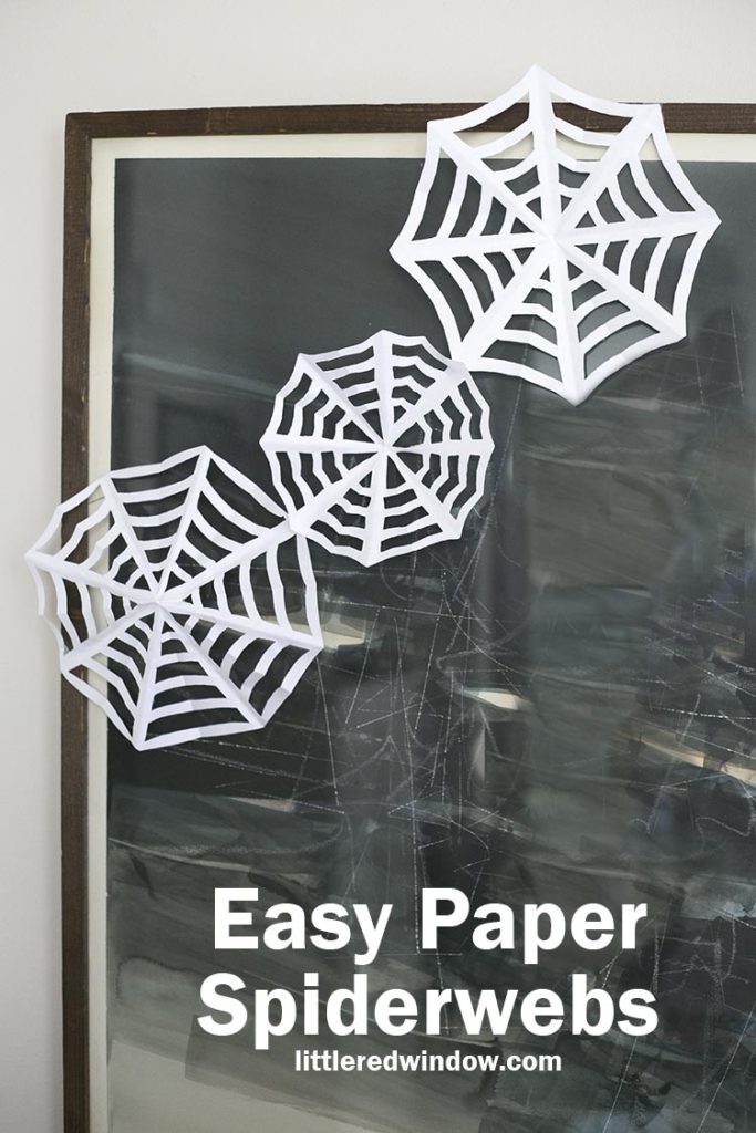 Easy Paper Spiderwebs are a fun Halloween craft you can whip up in just a couple minutes!