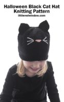 small Halloween black cat hat knitting pattern