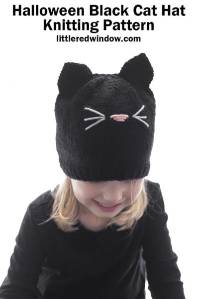 Halloween Black Cat Hat knitting pattern