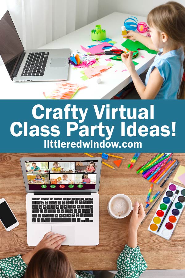 Get some ideas for a fun and crafty virtual class party for your elementary aged kids to do together remotely!