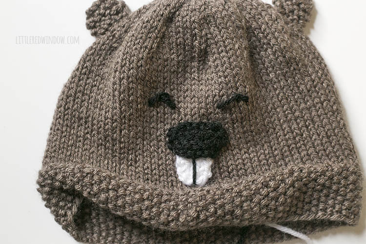 Finished beaver face on the front of the beaver hat