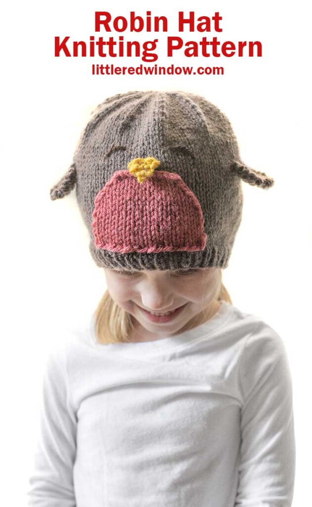 This adorable robin hat knitting pattern is complete with redbreast and cute little beak and wings, knit one for your baby or toddler today!