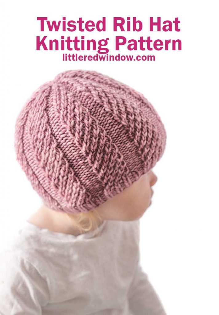 This twisted Rib Hat Knitting Pattern is such a gorgeous and easy baby hat knitting pattern that looks great all the way from the brim to the very top!