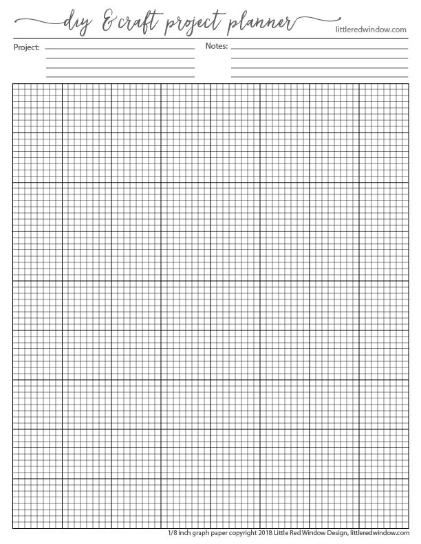 preview of printable graph paper with the words diy and craft project planner on top