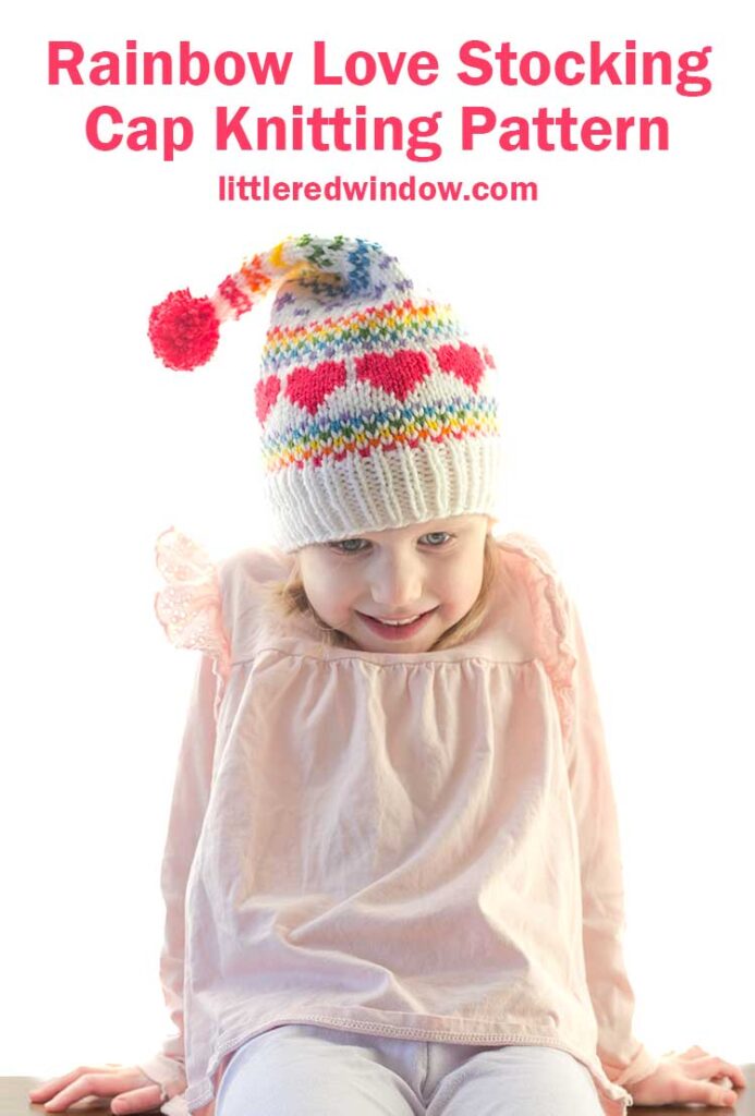 small Rainbow-Love-Stocking-Cap-Knitting-Pattern-01-littleredwindow2