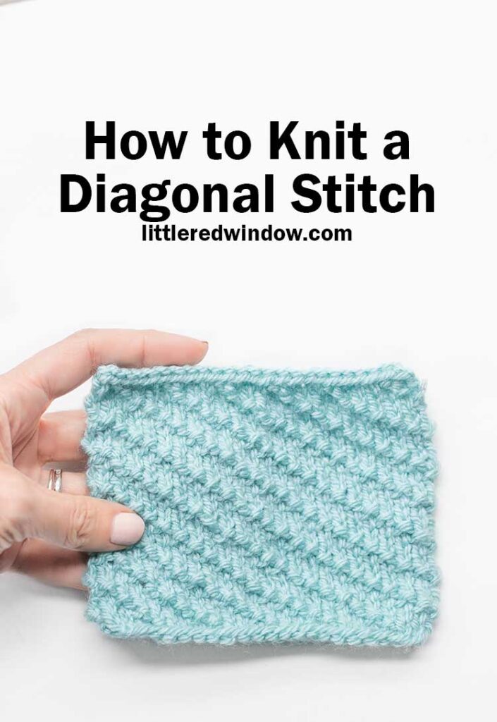 Learn how to knit this pretty diagonal stitch knitting pattern both flat and in the round for you next knitting project!