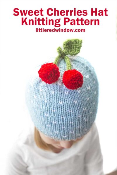 The cheerful cherry hat knitting pattern is a fun, happy, adorable hat to knit for your newborn, baby or toddler this year!