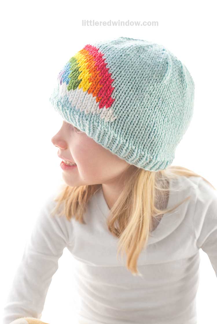 Radiant Rainbow Hat Knitting Pattern Little Red Window