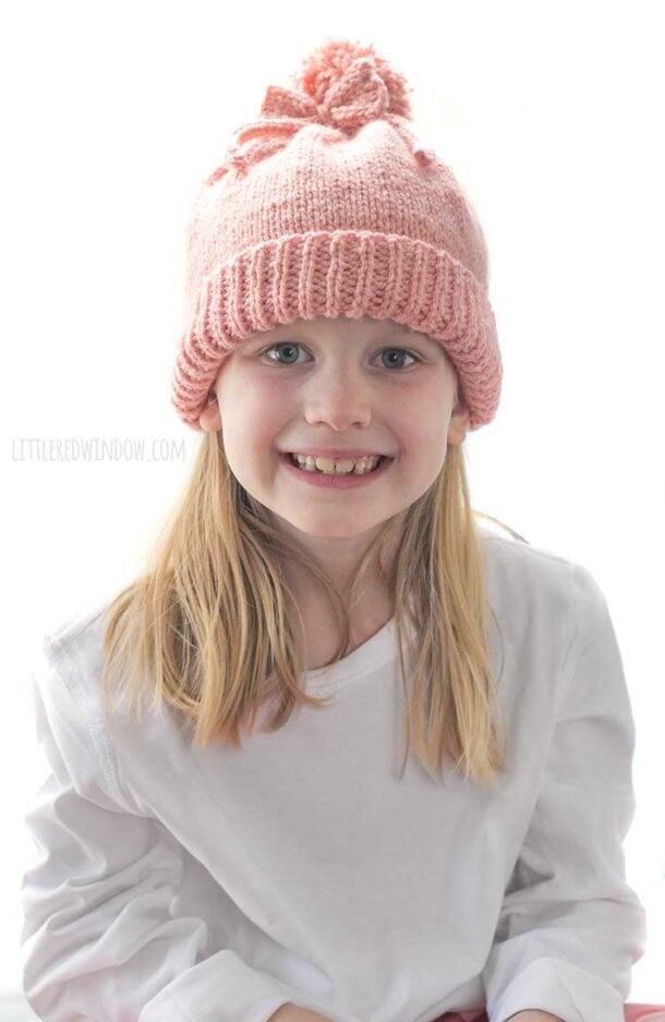 Pom Pom Bow Hat Knitting Pattern Little Red Window