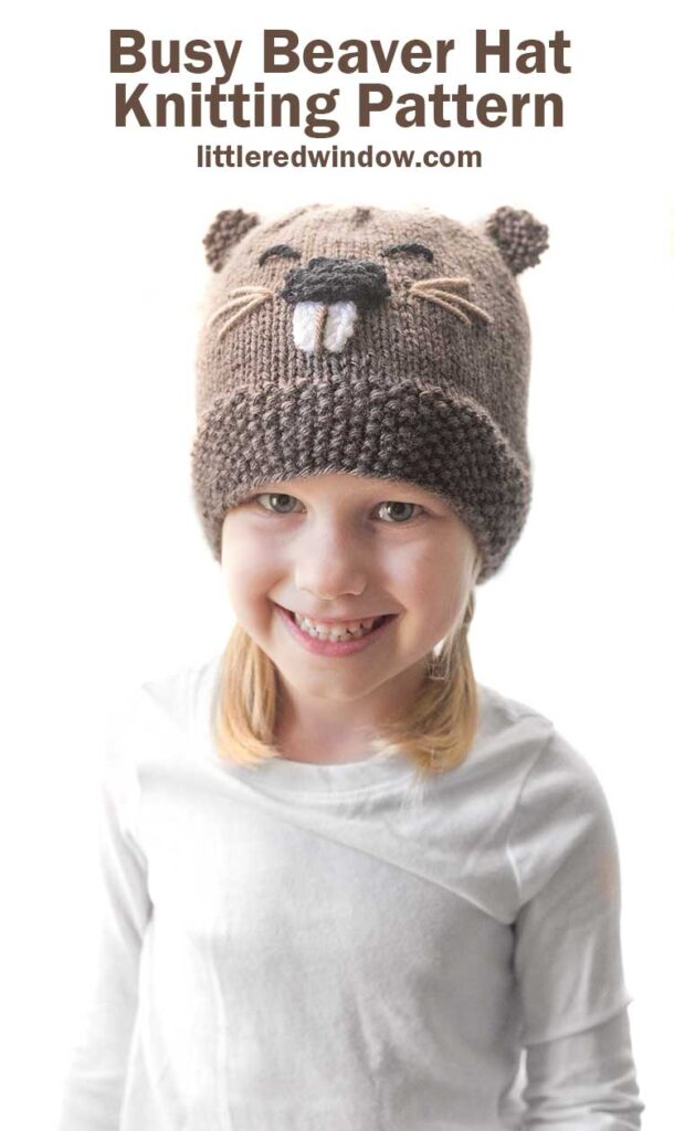 The adorable busy beaver hat knitting pattern will make your newborn, baby or toddler smile!